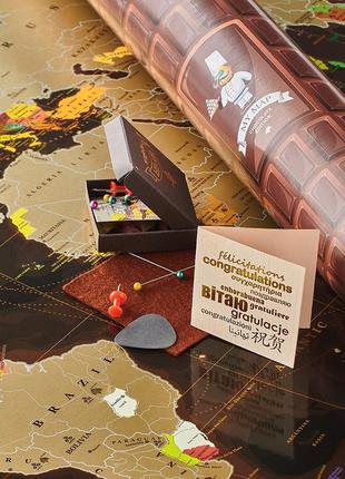 Скретч карта світу 88*63 см, "шоколад", постери карти, ідея подарунка.4 фото