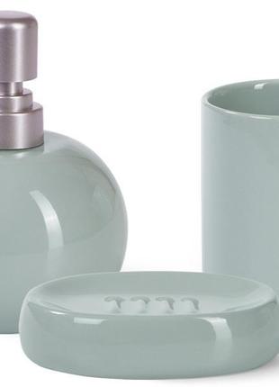 Набор аксессуаров fissman turquoise для ванной комнаты: дозатор, мыльница и стакан