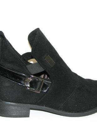 Низькі чоботи демі чорні замш низький каблук розмір 40