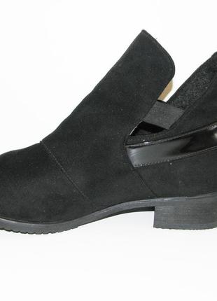 Низкие ботинки деми черные замш низкий каблук размер 402 фото
