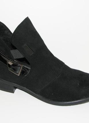 Низкие ботинки деми черные замш низкий каблук размер 403 фото