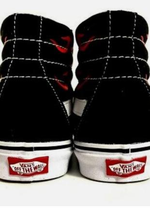 Кеди vans flame black white red skater sk8-hi reissue off the wall3 фото
