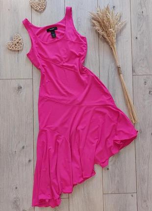 Express яскраве рожеве плаття міді зі шлейфом xs-s2 фото