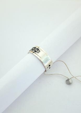 Срібна каблучка обручка з золотом 18.5 розмір2 фото