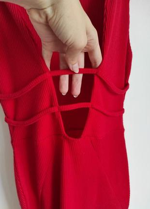 Красное платье в рубчик i saw it first плаття не мнущееся жіноче червоне сексі секси бандажное бандаж в облипку3 фото
