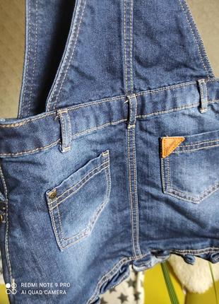 Сарафан, джинсовый, юбка,бретели, карманы, девочка, 3-4 года, плотный5 фото