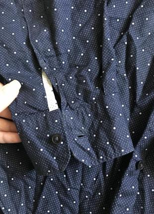 Мужская хлопковая рубашка с длинным рукавом zara темно синяя с принтом в точечку зара5 фото
