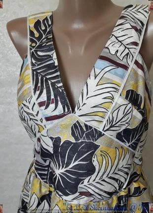 Фирменное h&m красочное платье/сарафан с крупных листах с люрексной нитью, размер с-м7 фото