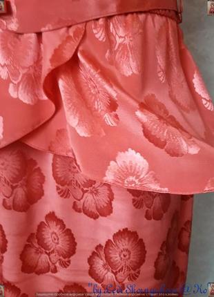 Новое нарядное платье миди цвета коралл с переливами и пояском, размер л-ка7 фото