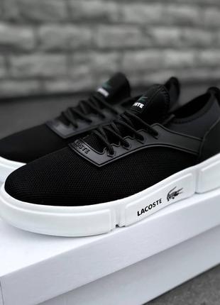 Чоловічі білі кросівки, кеди lacoste кеді кросівки чорні з білим 40-442 фото