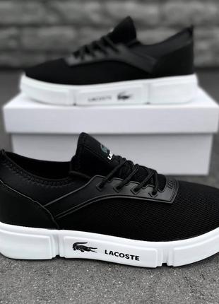 Чоловічі білі кросівки, кеди lacoste кеді кросівки чорні з білим 40-44