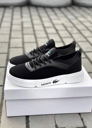 Чоловічі білі кросівки, кеди lacoste кеді кросівки чорні з білим 40-447 фото