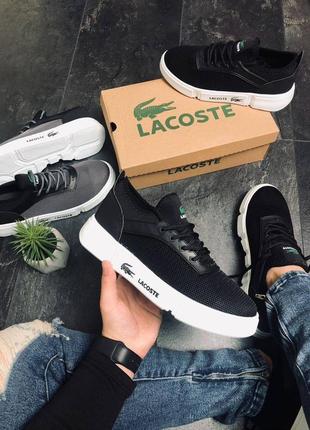 Чоловічі білі кросівки, кеди lacoste кеді кросівки чорні з білим 40-446 фото