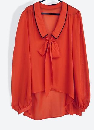 Шикарная шифоновая блузка с бантом