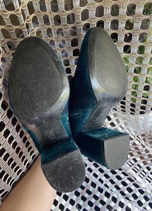 Оксамитові чобітка new look, оксамитові черевики на квадратному каблуці, вельветові півчобітки, демісезонні чобітки, черевики трендові9 фото