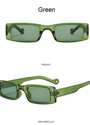 Жіночі сонцезахисні окуляри зеленого кольору модні трендові стильні окуляри від сонця в крутий оправі окуляри сонцезахисні3 фото