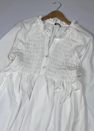 Стильна біла сукня плаття сорочка  в стилі бохо з об'ємними рукавами від бренду boohoo італія3 фото