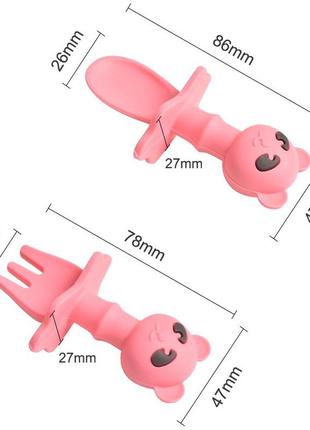Приборы силиконовые детские мини ложка и вилка панда серые pmp-y182 фото