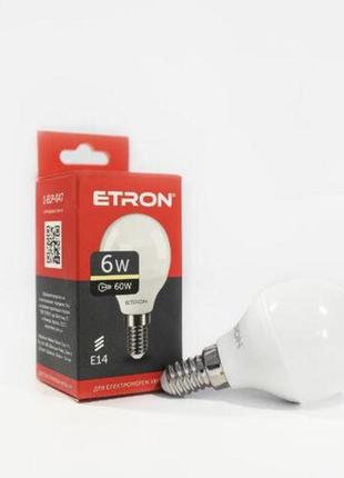 Лампа світлодіодна etron power light 1-elp-047 g45 6w 3000k 220v e14