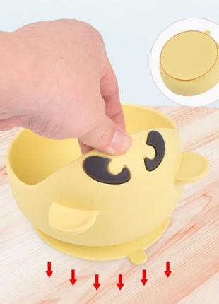 Тарілка силіконова на присосці панда сіро-блакитна tgp0-y21