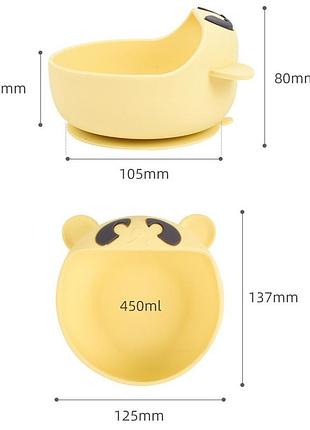 Тарілка силіконова на присосці панда сіро-блакитна tgp0-y21