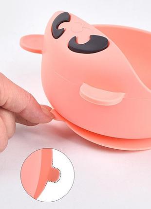 Тарілка силіконова на присосці панда сіро-блакитна tgp0-y21