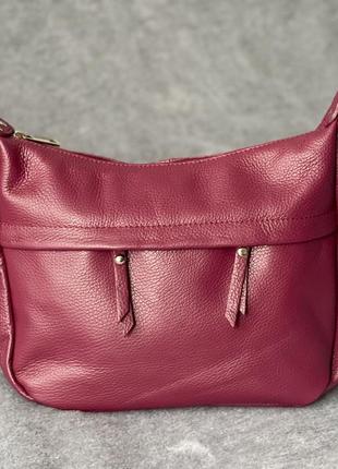 Шкіряна вишнева сумка donata, італія, кольори в асортименті