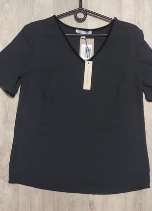 Акция распродажа брендовая футболка блузка 41 hawthorn с бархатной окантовкой с v образным вырезом чёрная блуза рубашка майка4 фото