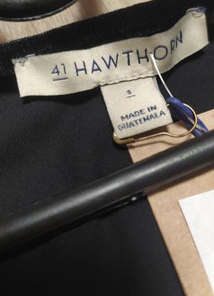 Акція розпродаж брендовий футболка блузка 41 hawthorn з оксамитової окантовкою з v-подібним вирізом чорна блуза сорочка майка5 фото