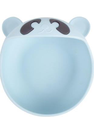 Тарелка силиконовая на присоске панда светло-голубая tgp0-y051 фото