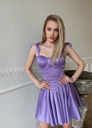 Платье атласное вечернее с корсетным лифом push up baby doll корсет со шнуровкой беби долл юбка солнце колокольчик лолита аниме на бретелях завязках7 фото