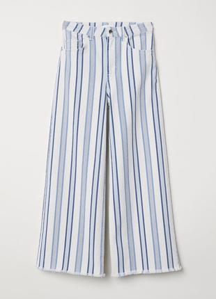 Саржеві штани до щиколоток джинсі білі, блакитні кюлоти 34/4xs h&m 06559670011 фото