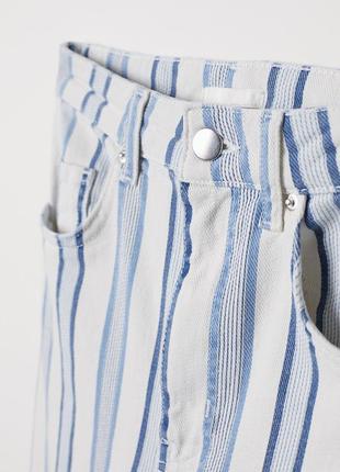 Саржеві штани до щиколоток джинсі білі, блакитні кюлоти 34/4xs h&m 06559670013 фото