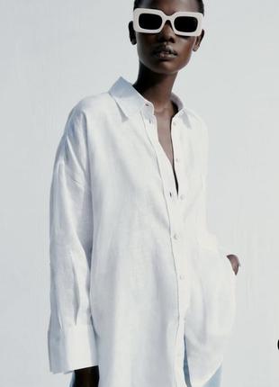 Zara біла сорочка оверсайз белая рубашка зара в наличии новая коллекция1 фото