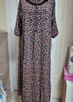 Сукня тканина штапель в квіточку довга з капюшоном