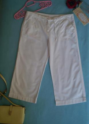 Жіночі літні лляні довгі шорти tu uk14 l 48р., з бавовною, білі  бріджі1 фото