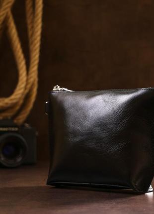 Зручна шкіряна сумочка shvigel 16409 чорний6 фото