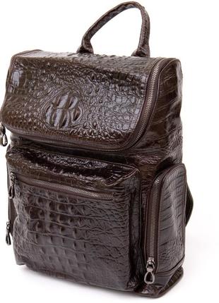 Рюкзак під рептилію шкіряний vintage 20430 коричневий