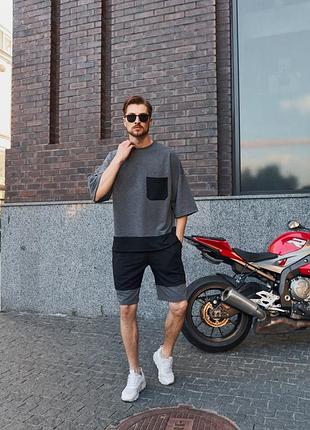 Костюм оверсайз, колір графіт❗розпродаж❗футболка та шорти