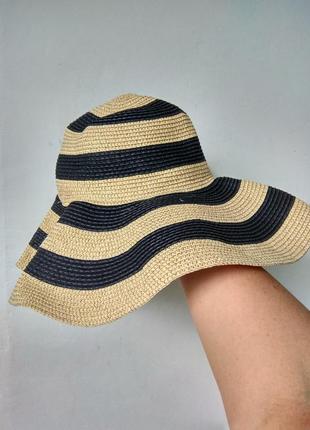 Соломеная большая пляжная шляпа из рафии sahara sands с  золотистой люрексовой нитью5 фото
