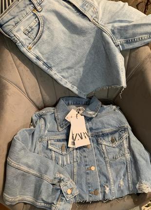 Укороченная джинсовая куртка zara5 фото
