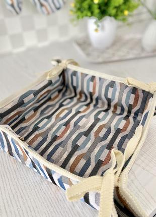 Хлібниця текстильна корзинка для солодощів limaso 20х20х8 см. гобелен3 фото