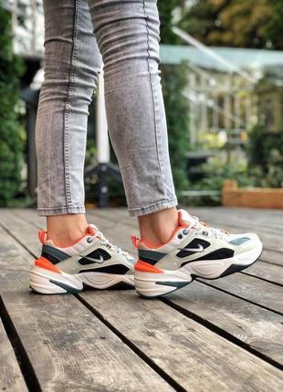 Nike m2k tekno grey white orange женские кроссовки найк м2к текно