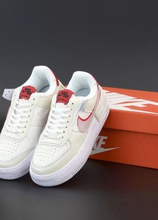 Женские кроссовки nike air force 1 shadow beige red 36-37-38-39-40