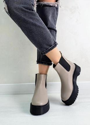 Шкіряні жіночі черевики челсі демісезонні на платформі мартінс chelsea dr6 фото