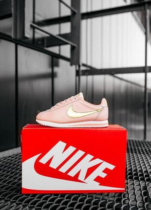 Nike cortez pink gold женские кроссовки найк кортез розовые10 фото