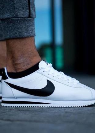 Nike cortez white black 2 жіночі кросівки найк кортез2 фото