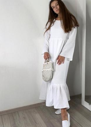Сукня біле муслін муслиновое довгий рукав на підкладці біла сукня муслін