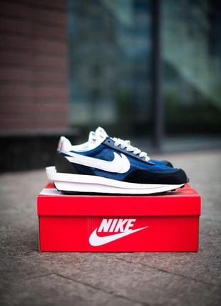 Nike  ld waffle sacai blue black white мужские кроссовки найк сакаи