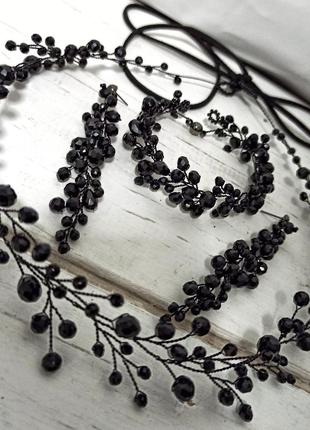 Комплект прикрас сережки браслет і віночок